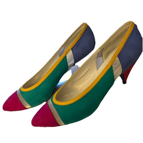 Stuart Weitzman Women's 8.5M Multicolor Suade Leather Pumps 3” Heel - Picture 10 of 15